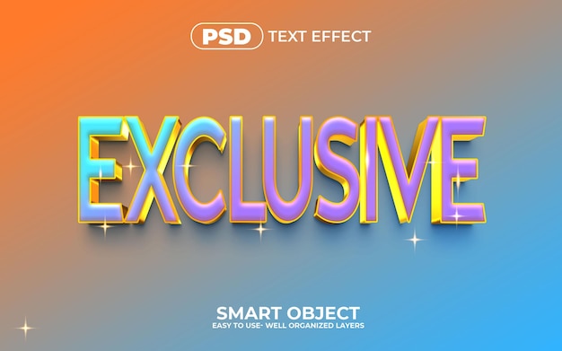 Farbiger PSD-bearbeitbarer 3D-Text-Effekt