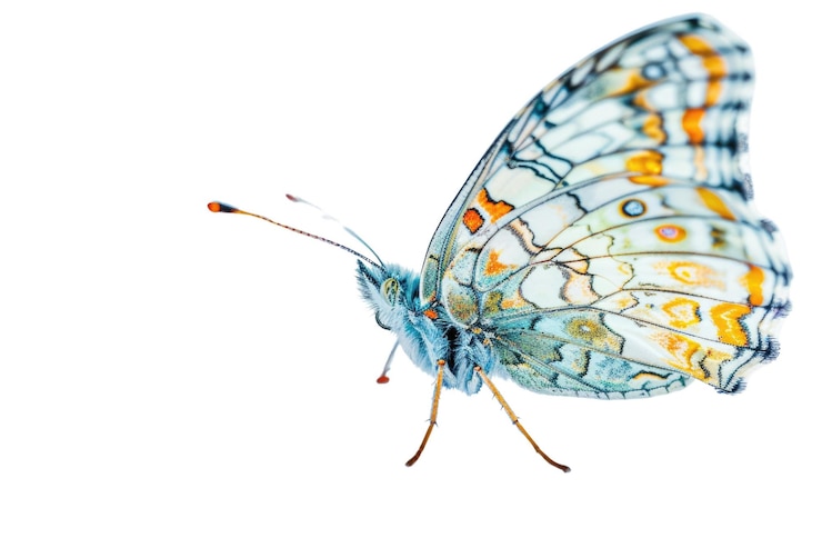 PSD farbiger schmetterling isoliert auf weißem hintergrund studio-naturfoto aig57