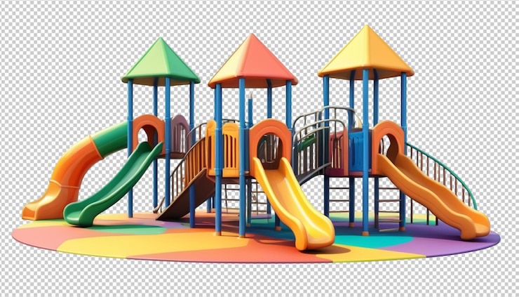 PSD farbiger spielplatz für kinder auf durchsichtigem png