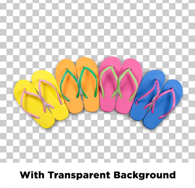 PSD farbiges flip-flops-array mit durchsichtigem hintergrund