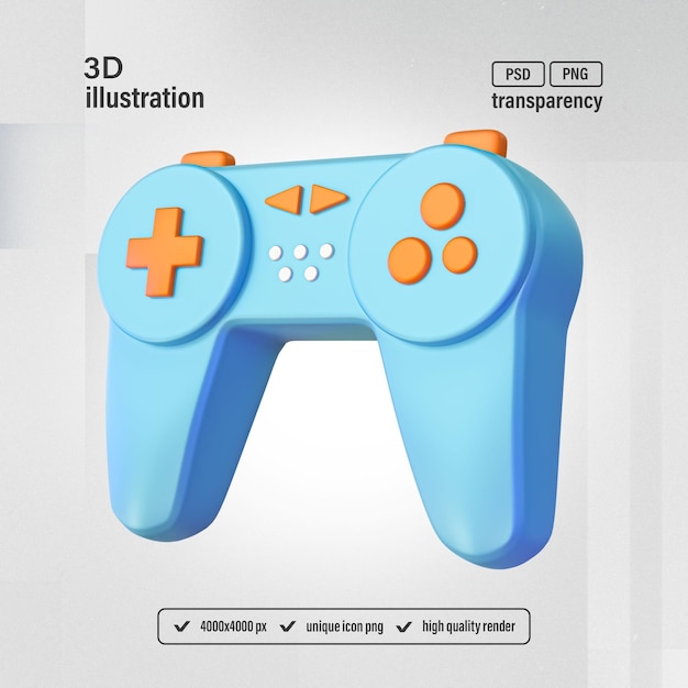 Farbiges Gamepad Spielcontroller-Symbol Isoliertes 3D-Rendering Illustration