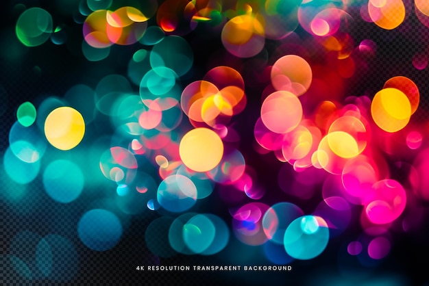 Farbiges realistisches Bokeh auf durchsichtigem Hintergrund