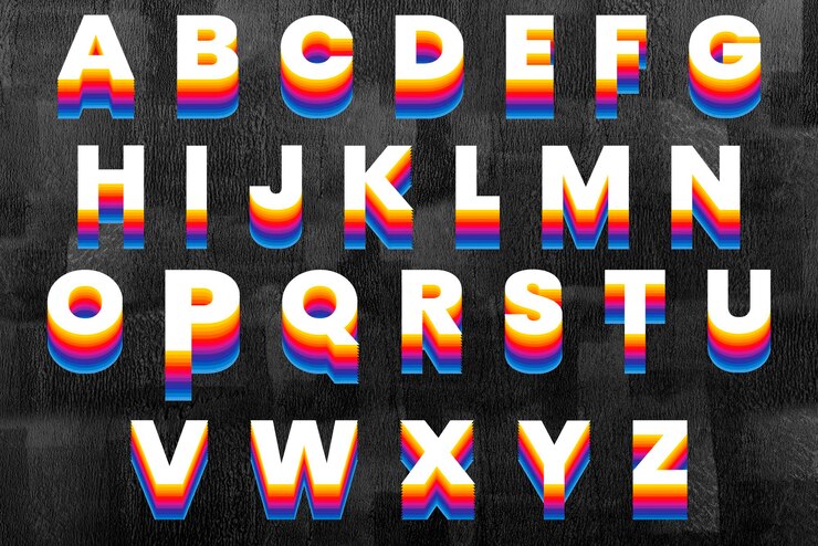 PSD farbiges retro-alphabet-design