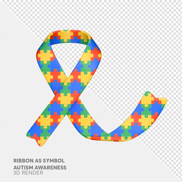Farbiges Satin-Puzzle-Band als Symbol für das Bewusstsein für Autismus