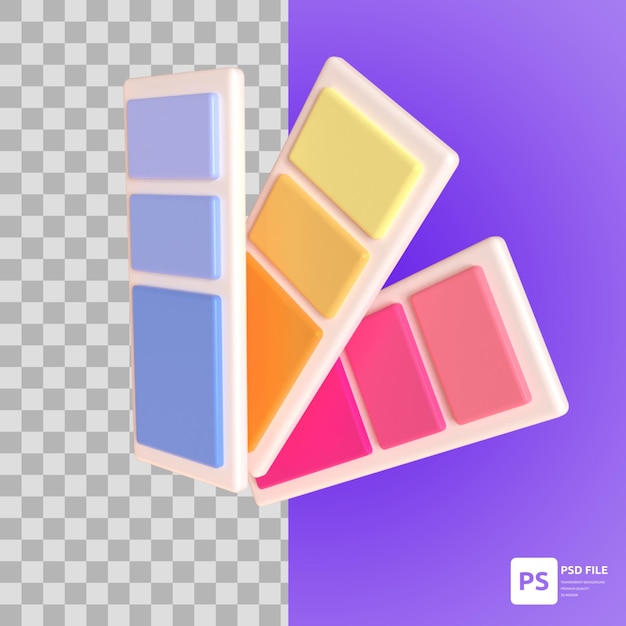 Farbpalette in 3D-Illustrationsdesign-Assets für grafische Website-Präsentationsbilder und andere