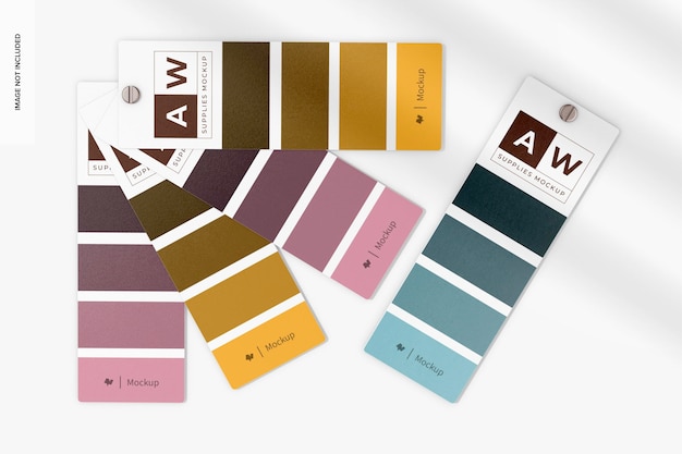 PSD farbpalette karten mockup draufsicht