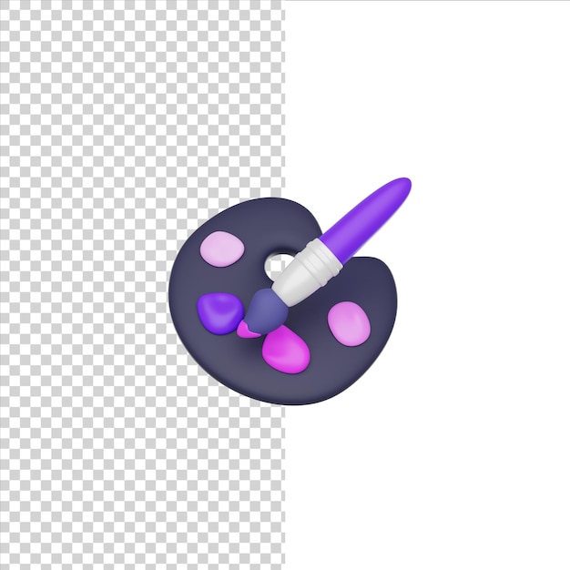 PSD farbpalette mit pinsel 3d-rendersymbol isoliert auf weißem hintergrund