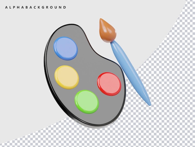 Farbpalette-Symbol 3D-Rendering-Illustration