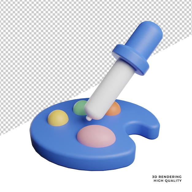 Farbtönungswerkzeug-Pick-Vorderansicht-Symbol 3D-Rendering-Illustration mit transparentem Hintergrund