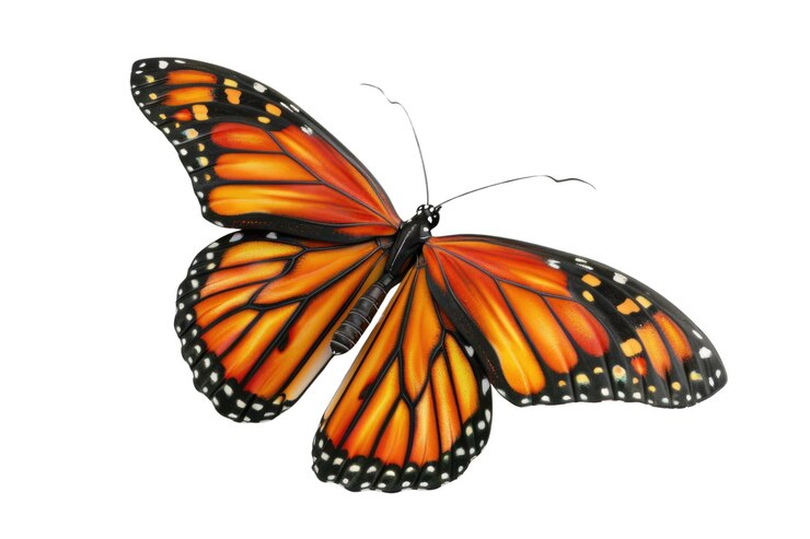 PSD farfalla arancione isolata su sfondo bianco foto di natura in studio aig57