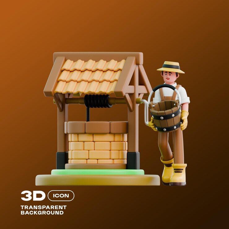 PSD farmer planter character 3d illustration png template