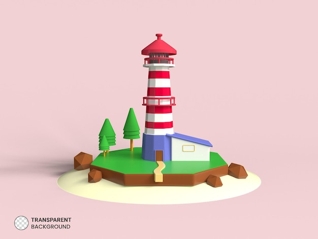 Faro, aislado, 3d, render, ilustración