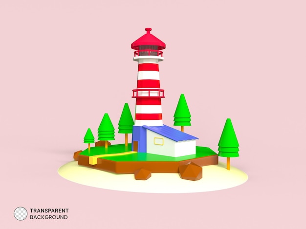 PSD faro, aislado, 3d, render, ilustración