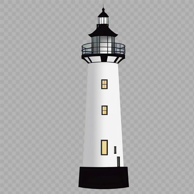 un faro en un fondo transparente con una franja negra que dice faro