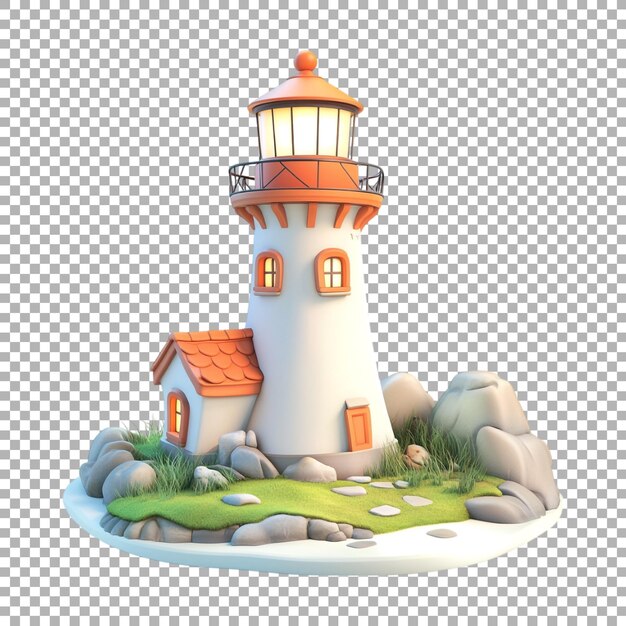 Farol de dibujos animados de PNG en un fondo transparente generado por Ai