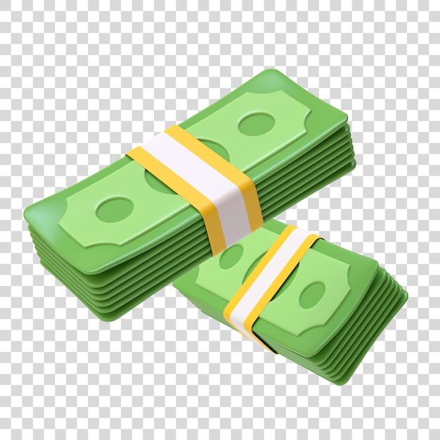 Fasci di denaro su sfondo bianco Dollari USA Concetto di denaro e pagamento Rendering 3D minimalista