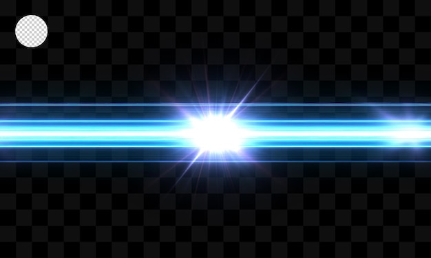 Fascio di luce blu su sfondo trasparente.