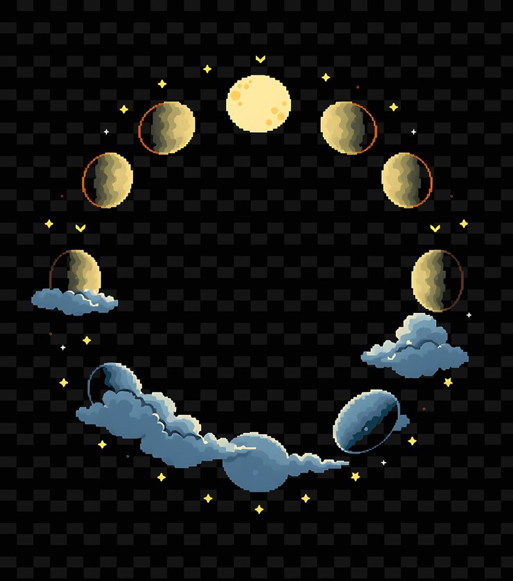 PSD las fases de la luna rodean el marco con el estilo de marco chino png