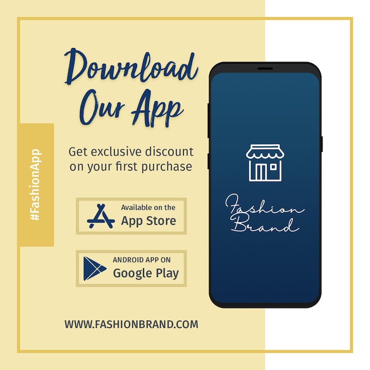 PSD fashion app promotion download and get discounts