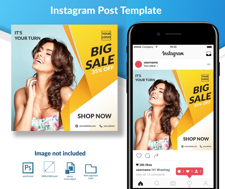PSD fashion sale discount social media post template