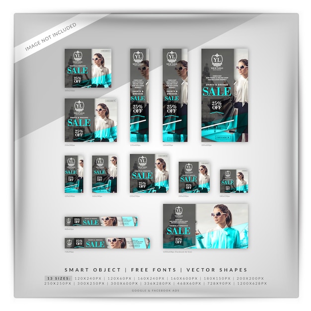 PSD fashion & sale google banner set