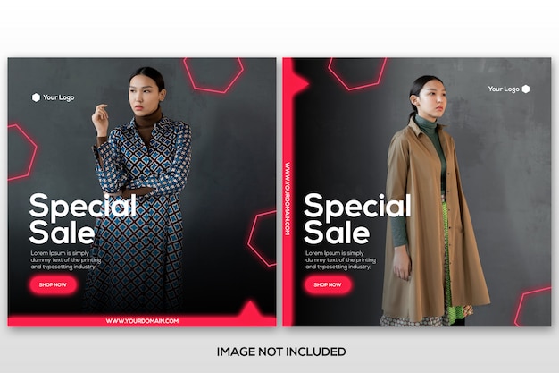 Fashion sale instagram post template sammlung