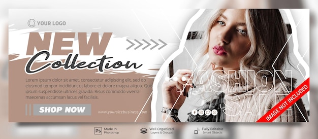 Fashion sale neue kollektion für promotion social media post facebook cover banner vorlage