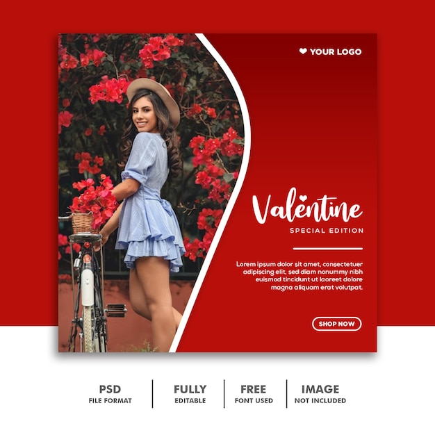 Fashion valentine banner social media post instagram red special