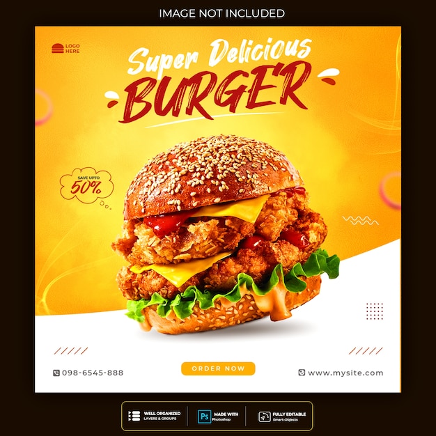 Fast-Food-Burger Social Media und Instagram-Banner