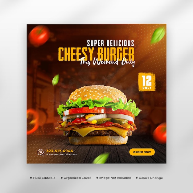 Fast-food-burger-social-media-werbebanner psd