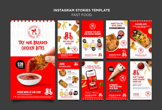 PSD fast food instagram geschichten vorlage