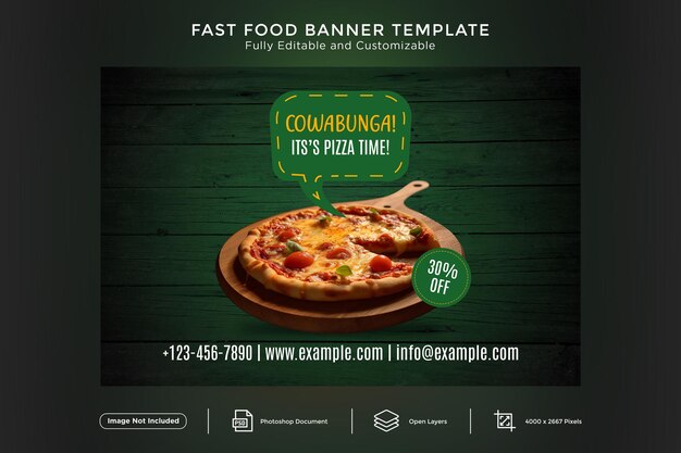 PSD fast food pizza banner-design-vorlage