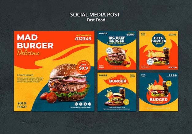 PSD fast food social media post vorlage