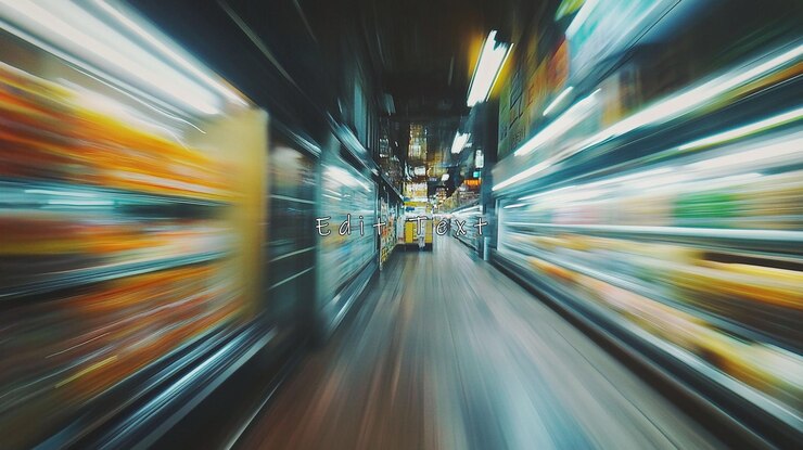PSD fast motion blur of supermarket aisle