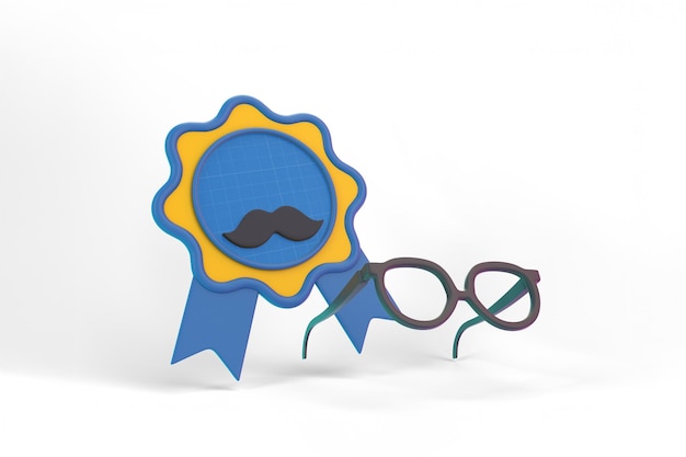 Fathers Day Celebration Badge and Glasses Mockup