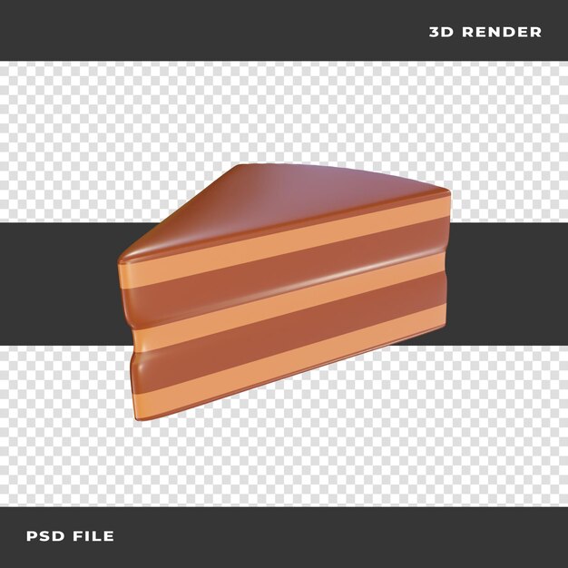PSD fatia 3d do bolo renderizada em fundo transparente
