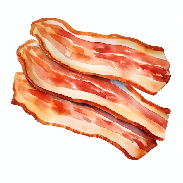 Fatia de bacon aquarela isolada