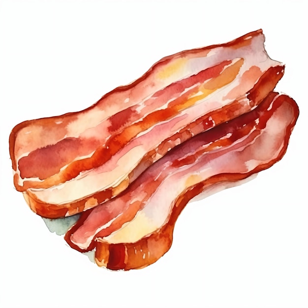 PSD fatia de bacon aquarela isolada