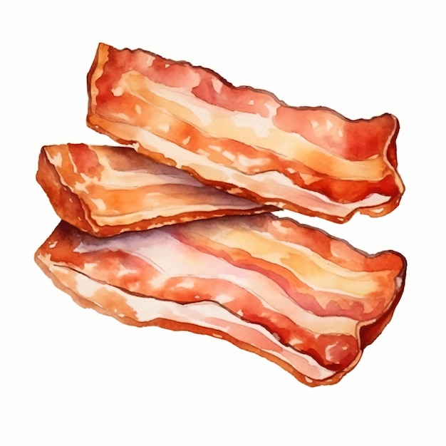 PSD fatia de bacon aquarela isolada