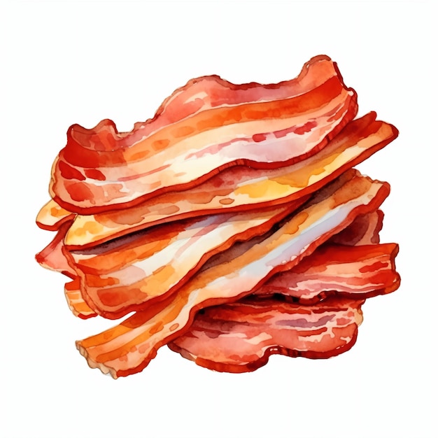 PSD fatia de bacon aquarela isolada