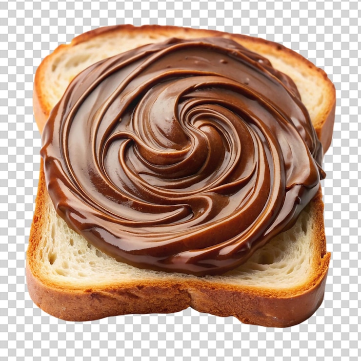 PSD fatia de pão com creme de chocolate isolado em fundo transparente
