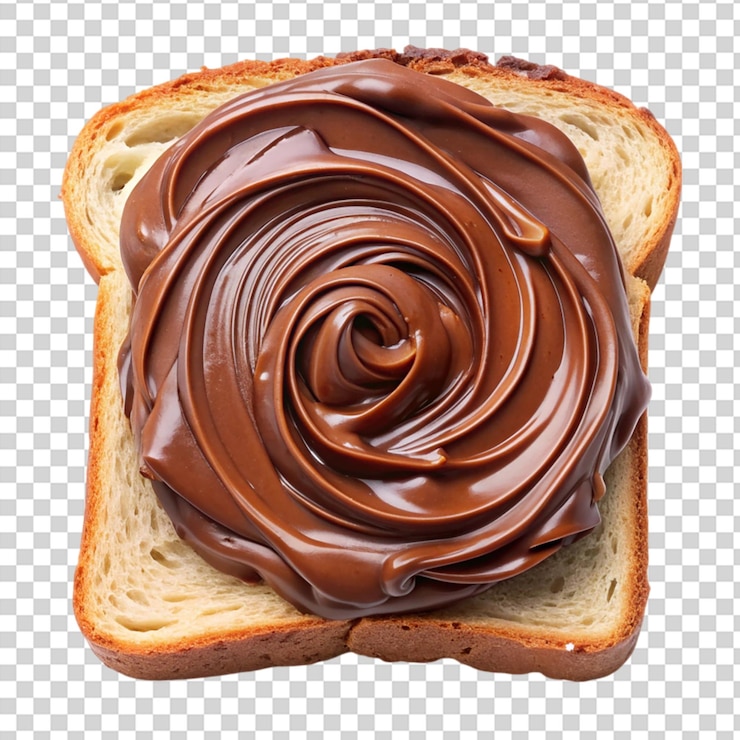 PSD fatia de pão com creme de chocolate isolado em fundo transparente