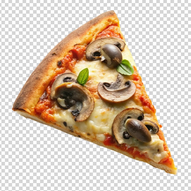 Fatia de pizza de cogumelos com fundo branco isolado