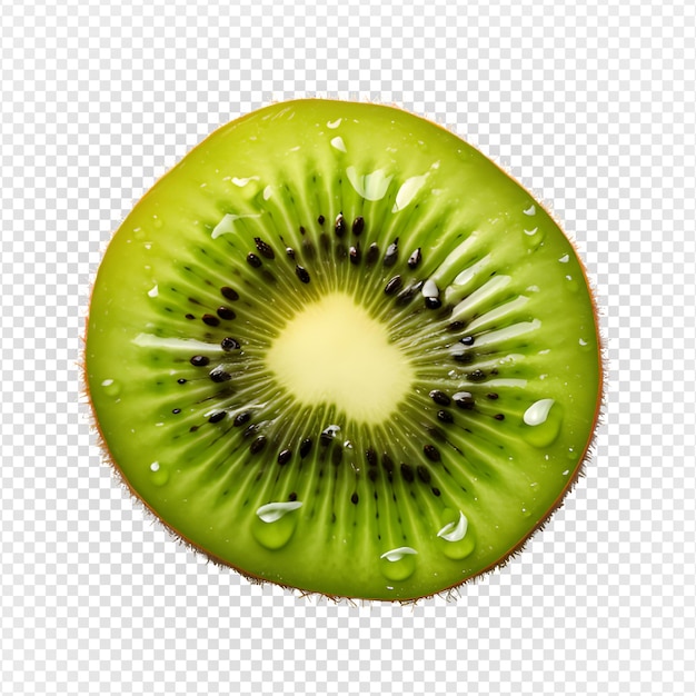 Fatias de kiwi isoladas em fundo transparente frutos de kiwi redondos cortados png generativo ai