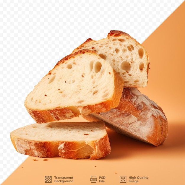 Fatias de pão italiano em fundo transparente