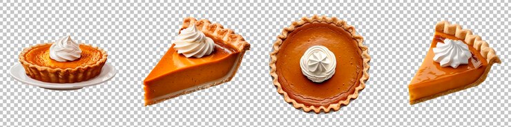 PSD fatias de torta de abóbora com creme batido isoladas em fundo transparente