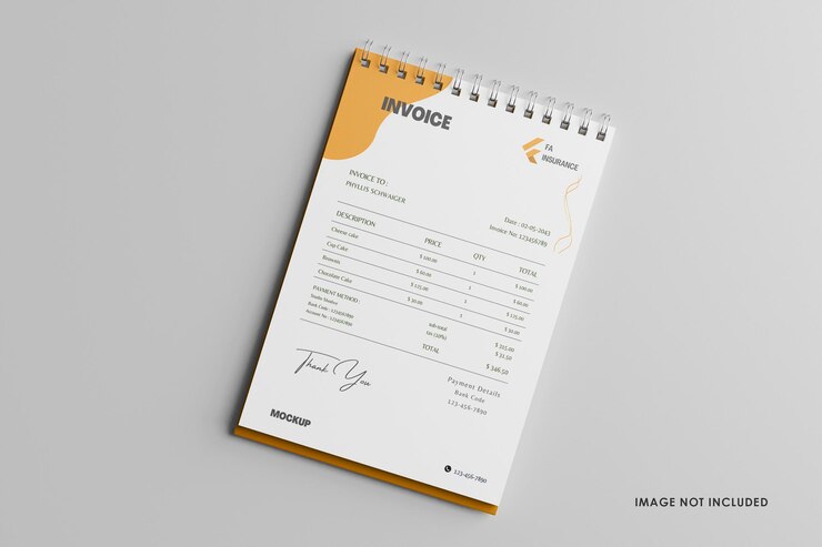 Fatura com anel vertical ou maquete de notebook