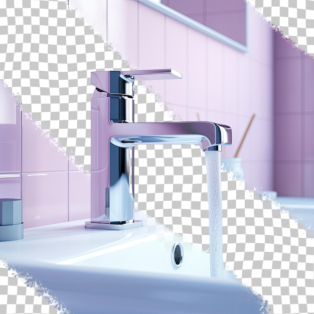 PSD faucet aislado en el fondo transparente del baño moderno