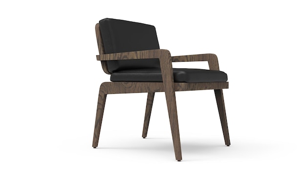 Fauteuil En Cuir Noir 3d Isolé Sur Fond Blanc