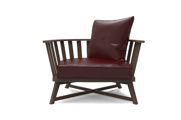Fauteuil en cuir rouge moderne isolé sur fond blanc Collection de meubles